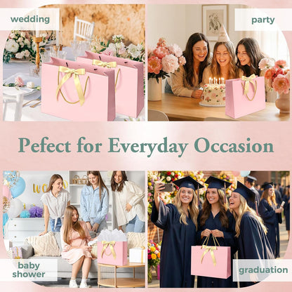 Gift Bags Set with handles Luxury Portable Paper Bag 1Pcs Pink