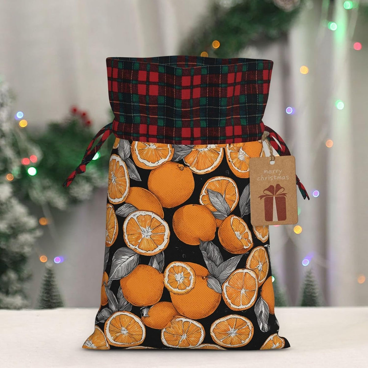 Drawstring Gift Bags (Colorful Peach) Print Present Wrap Bags 4.7 x 6.9 inches Reusable Pouches Cloth Storage Bag for Christmas Wedding Birthday Parties Anniversary Supplies