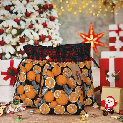 Drawstring Gift Bags (Colorful Peach) Print Present Wrap Bags 4.7 x 6.9 inches Reusable Pouches Cloth Storage Bag for Christmas Wedding Birthday Parties Anniversary Supplies
