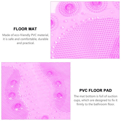 Footprint Shower Mat with Suction Cups PVC Non Slip Massage