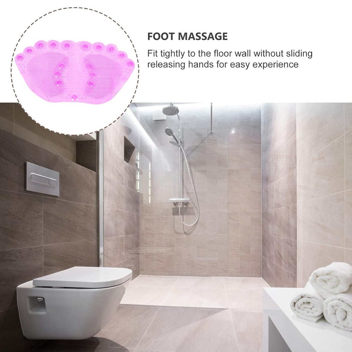 Footprint Shower Mat with Suction Cups PVC Non Slip Massage