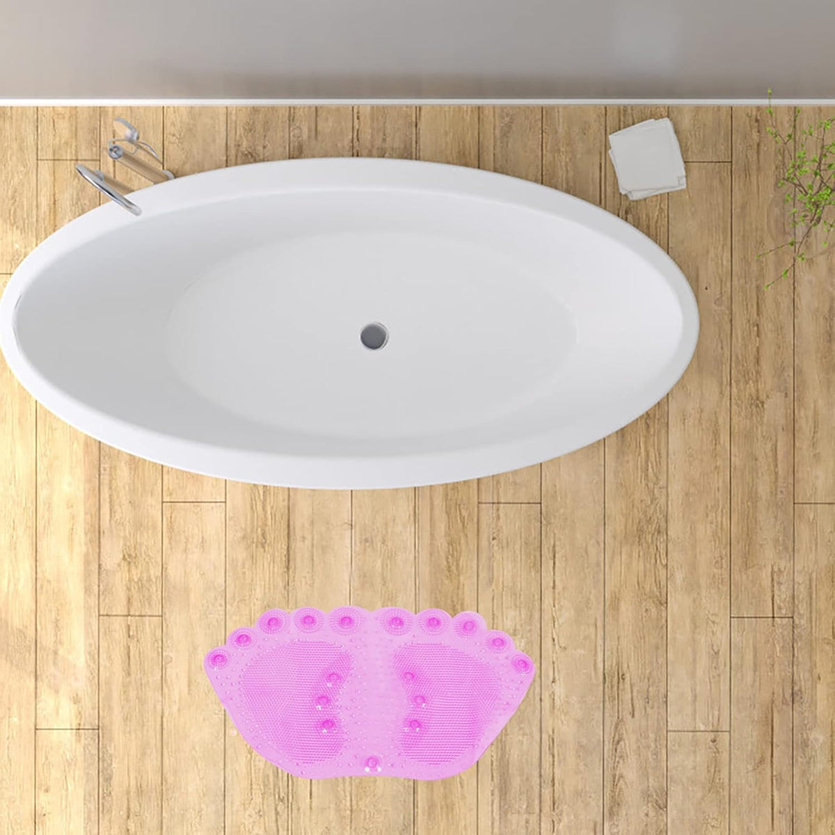 Footprint Shower Mat with Suction Cups PVC Non Slip Massage