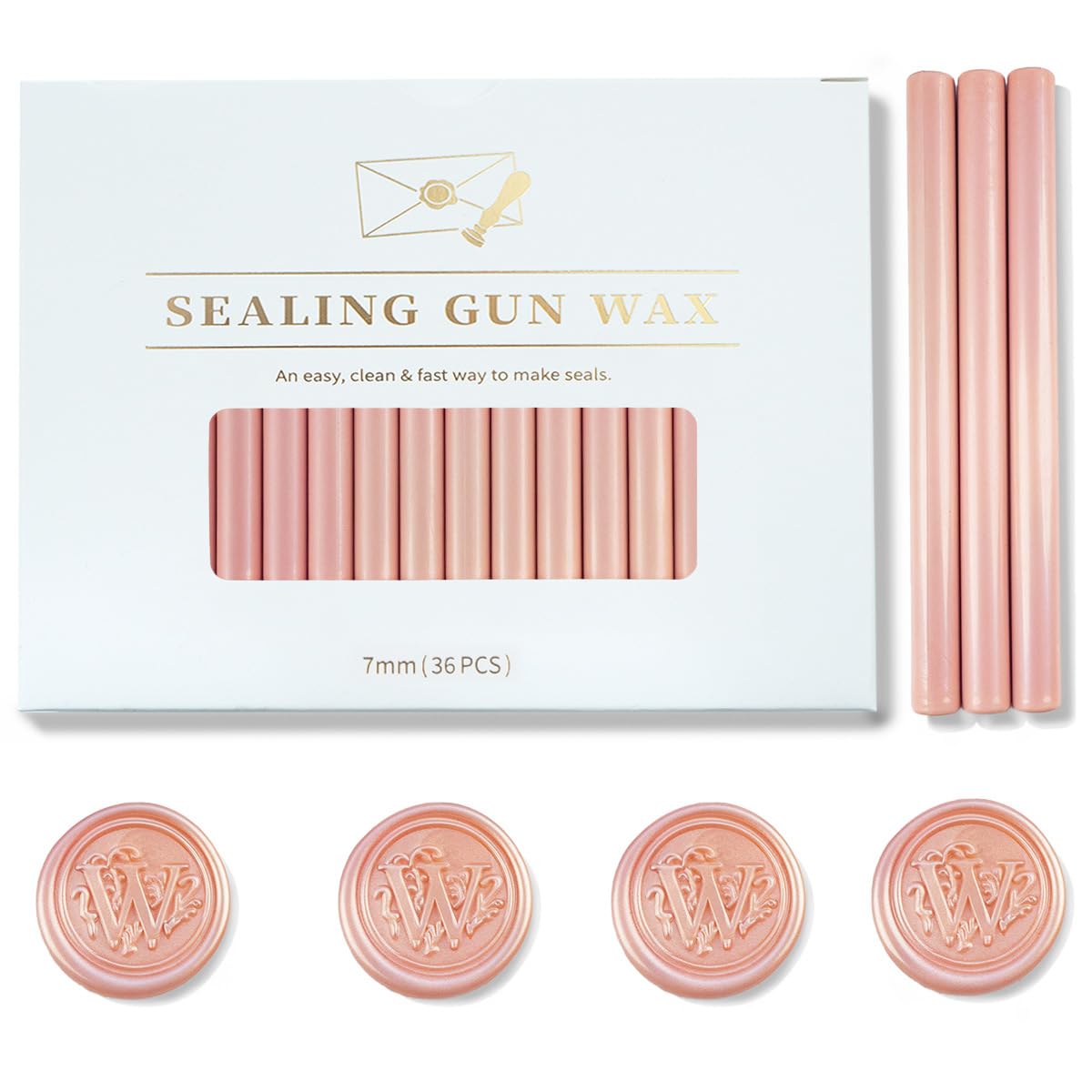 36Pcs Smoky Pink Wax Seal Sticks, 7mm for Mini Glue Gun Sealing