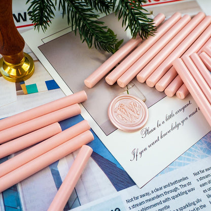 36Pcs Smoky Pink Wax Seal Sticks, 7mm for Mini Glue Gun Sealing