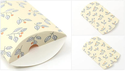 AKOAK 20 Pcs Wedding Creative Pillow Box, Candy Gift Box, Suitable for Wedding Birthday and Christmas (Light yellow+Leaves)