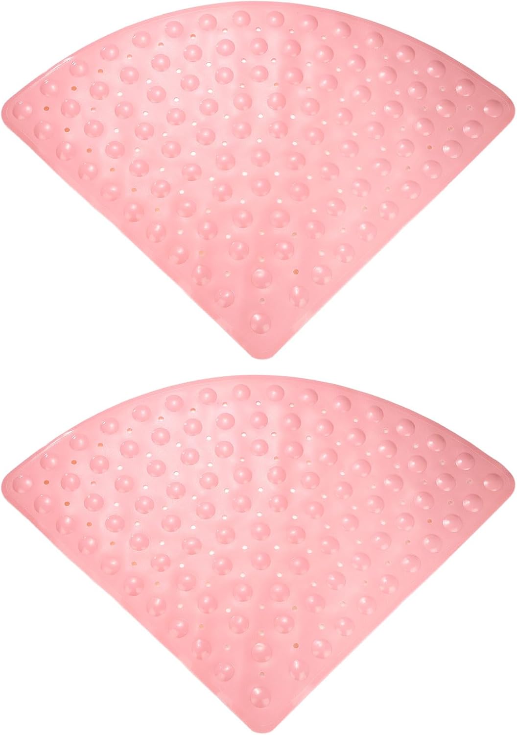 2pcs Non Slip Shower Mat 21"x21" Triangle Anti-Slip Washable Floor Bath Mats with Suction Cups for Bathroom Kitchen Bathtub Treads Stairs, Pink