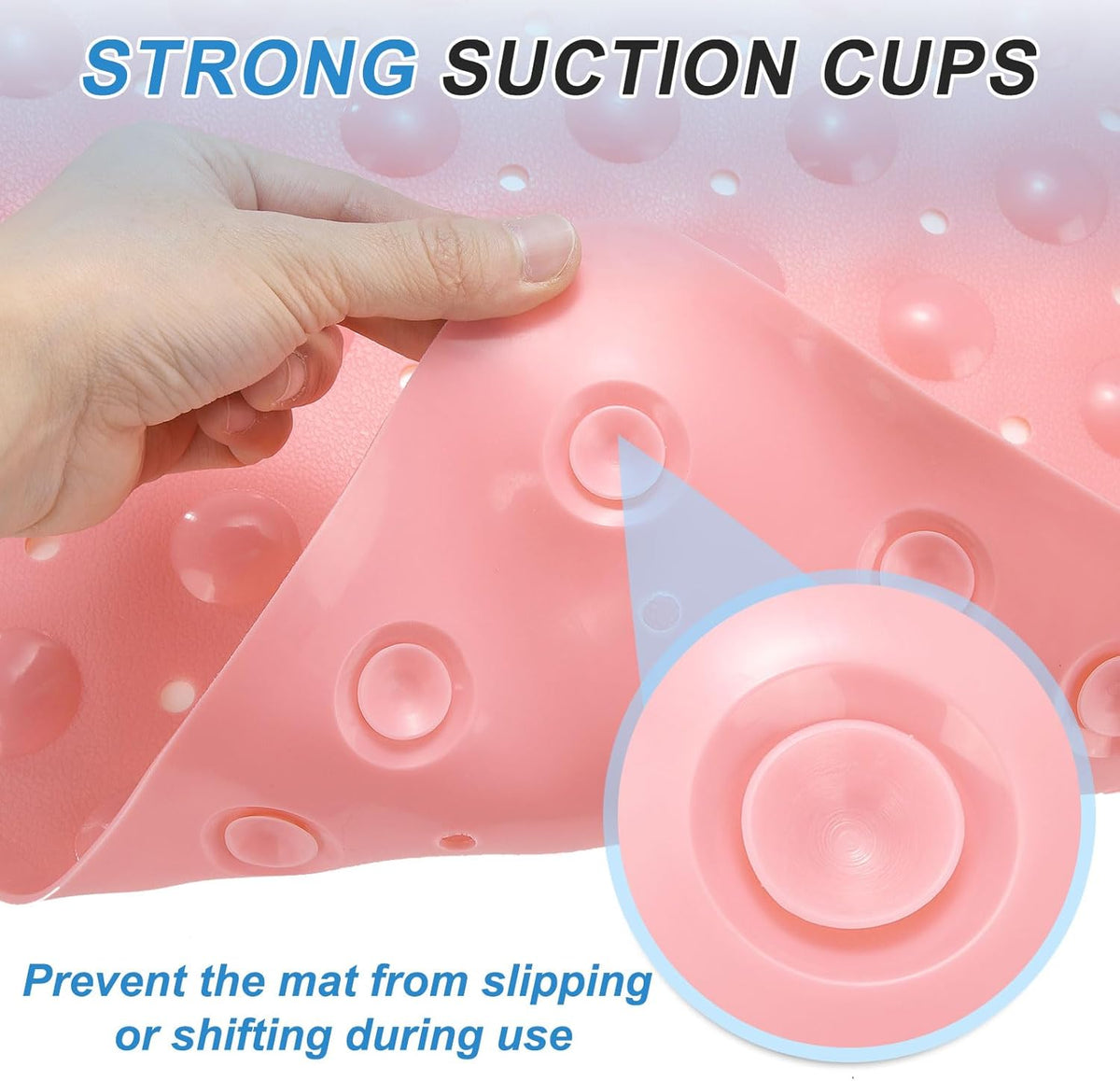 2pcs Non Slip Shower Mat 21"x21" Triangle Anti-Slip Washable Floor Bath Mats with Suction Cups for Bathroom Kitchen Bathtub Treads Stairs, Pink