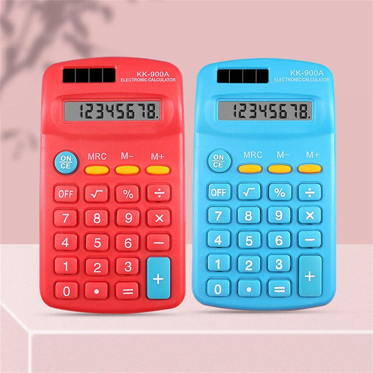 Desktop Calculator,Dual Solar Power and Battery Big Buttons 12 Digits Pink Calculator with Large LCD Display,Basic 4 Function Calculator for School Home Business Students Office