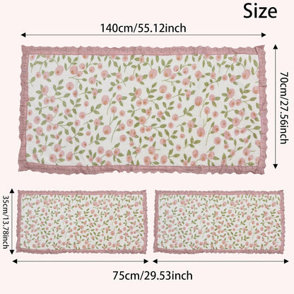 Floral Bath Towel Set,3 pcs,Coral Velvet Soft Absorbent Towels (1 Bath Towel,2 Hand Towels)