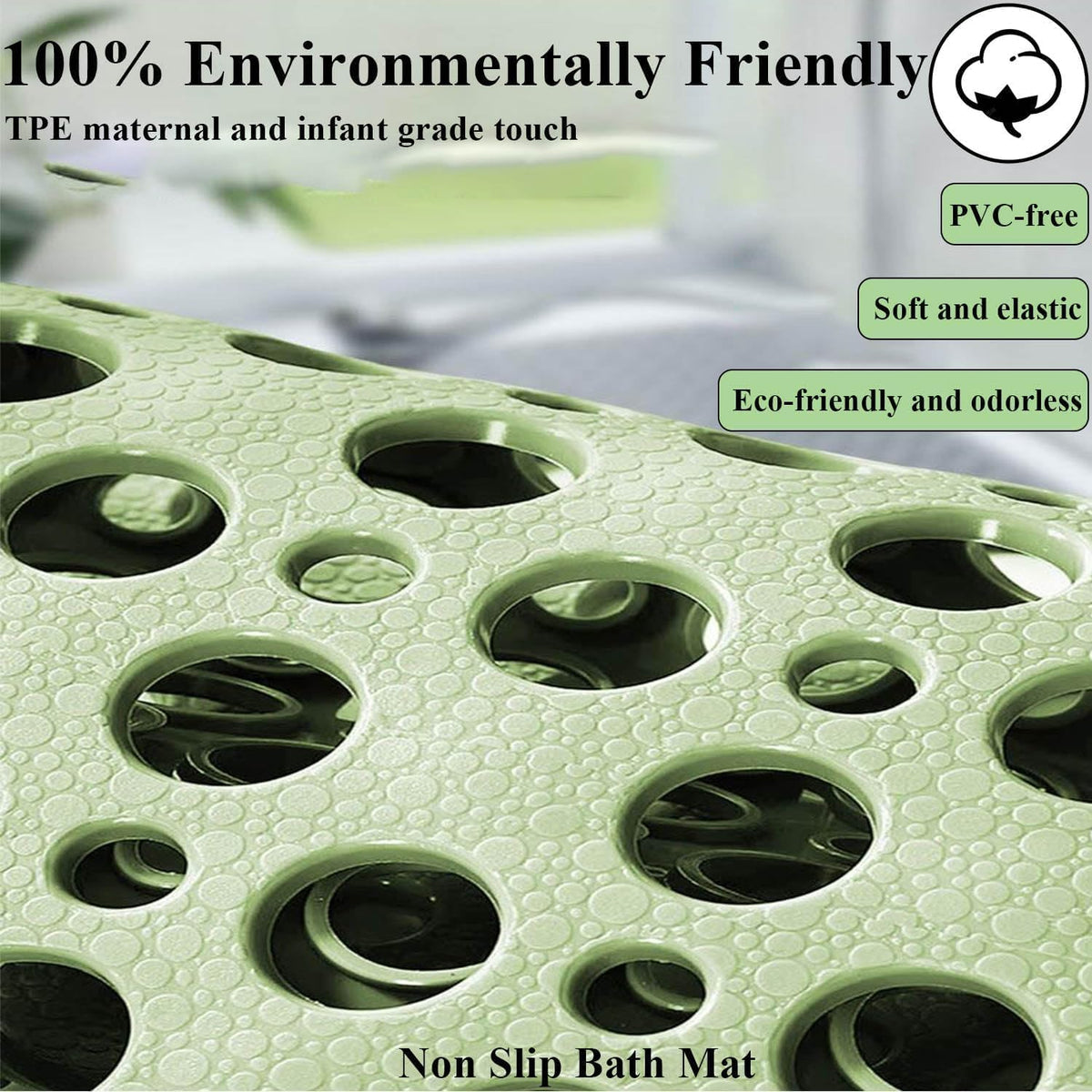 Casa and Beyond Shower Mat, Non Slip Bath Mat and Shower Mat with Suction Cups and Drain Holes, Easy to Clean Soft Machine (Pink,34.6" x 15.7" (Rectangular))