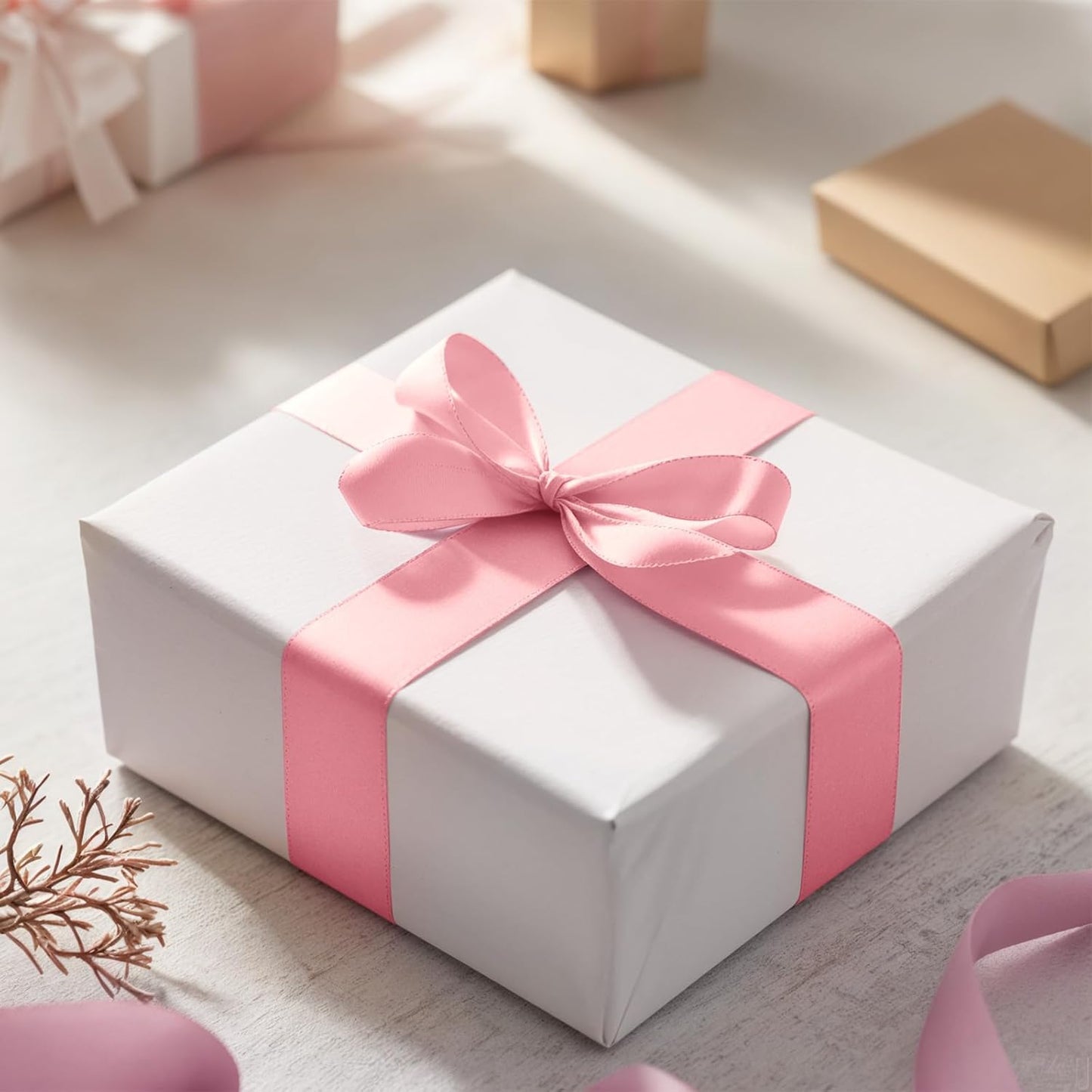 Pink Ribbon 1-1/2 Inch Pink Satin Fabric Ribbon 50 Yards for Flower Bouquet Gift Wrapping Birthday Wedding Christmas Party Decoration
