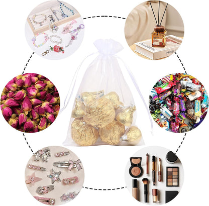 100Pcs Peach Organza Bags,4x6 Inch Small Mesh Drawstring Bags