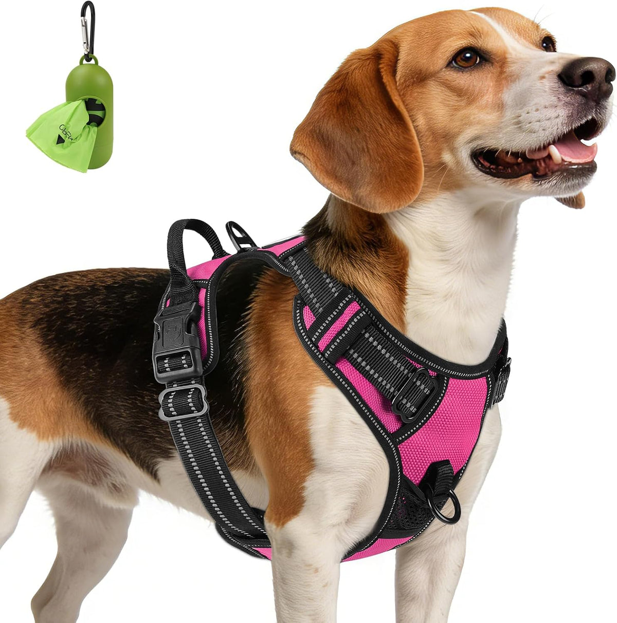 No Pull Dog Harness Medium Sized Dog, Front Clip, Hot Pink