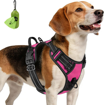 No Pull Dog Harness Medium Sized Dog, Front Clip, Hot Pink