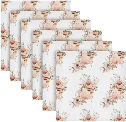 ALAZA Pink Rose Flowers (3) Cloth Napkins Dinner Napkins 1 Piece,Reusable Table Napkins Washable Polyester Fabric for Cocktail Party Holiday Wedding Home Decorative