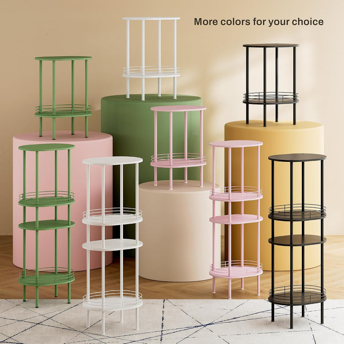 Small Oval Side Table with Storage, 2-Tier Pink End Table for Small Space