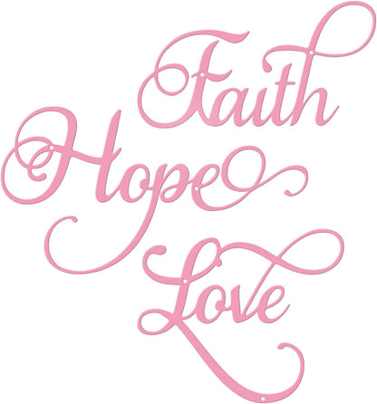Faith Hope Love 3Pcs Colorful Metal Inspirational Letter Wall Sign