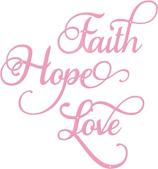 Faith Hope Love 3Pcs Colorful Metal Inspirational Letter Wall Sign