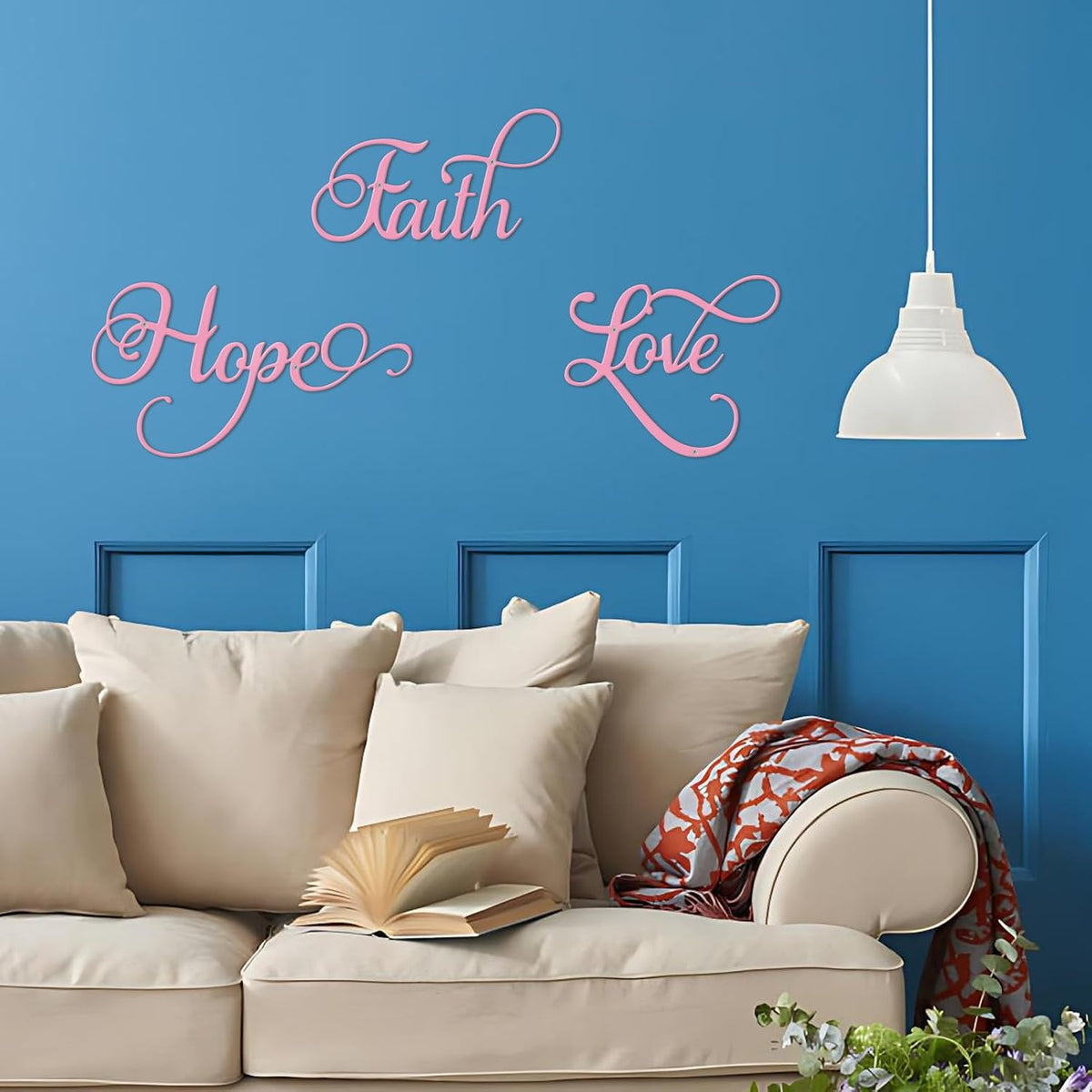 Faith Hope Love 3Pcs Colorful Metal Inspirational Letter Wall Sign