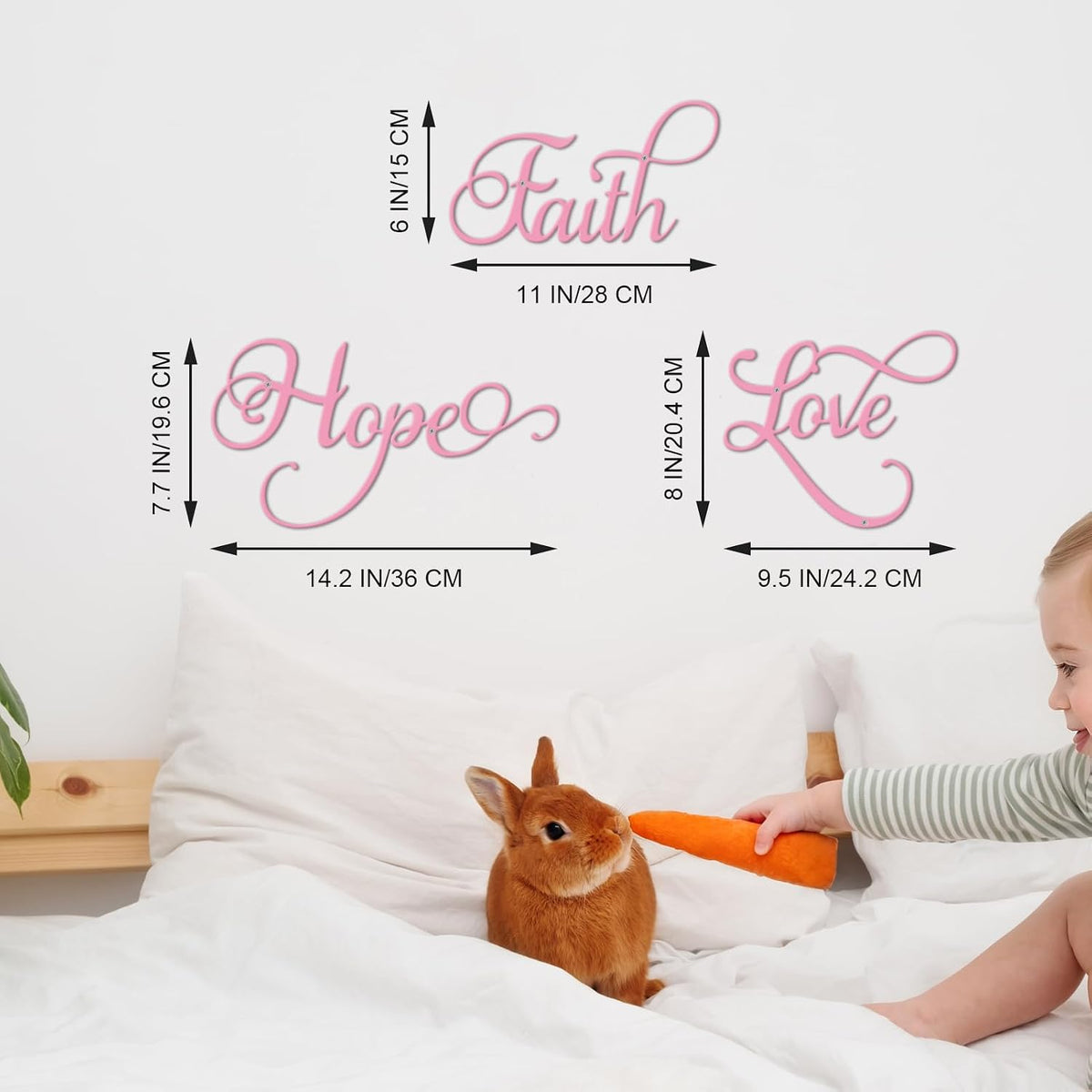 Faith Hope Love 3Pcs Colorful Metal Inspirational Letter Wall Sign