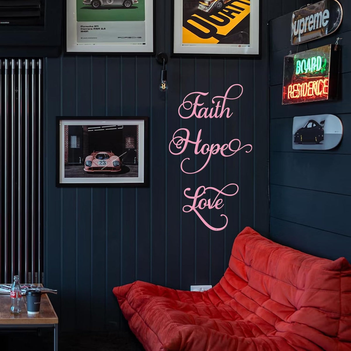 Faith Hope Love 3Pcs Colorful Metal Inspirational Letter Wall Sign