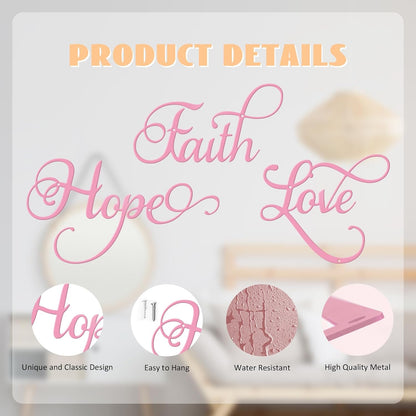 Faith Hope Love 3Pcs Colorful Metal Inspirational Letter Wall Sign