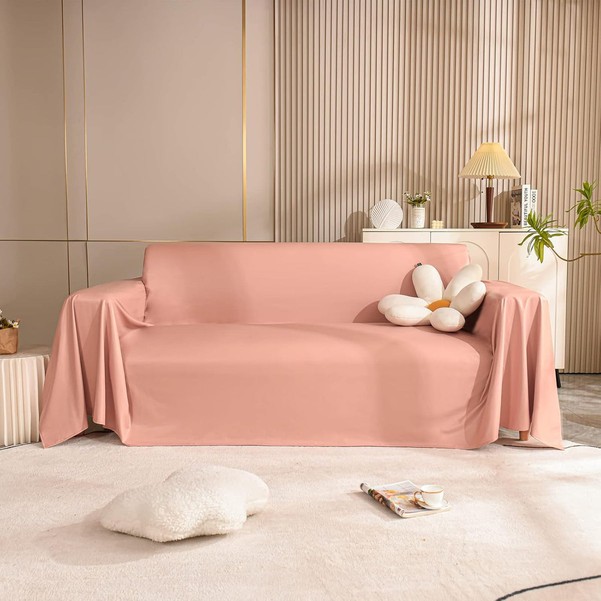 PU Leather Throws for Sofa, Soft Hard-Wearing Sofa Throw Waterproof Sofa Cover 2 Seater Sofa Protector Living Room Decoration Sofa Throw Blanket (Pink, 180X200cm)