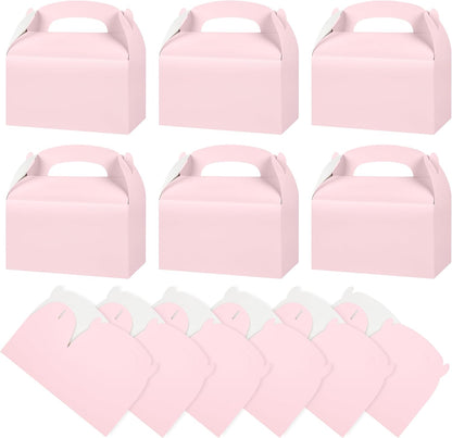 DjinnGlory 36 Pack Pink Party Favor Treat Boxes with Handle for Baby Shower, Birthday, Bridal Shower, Wedding All Occasion, Small Gable Boxes for Small Business 6.18 x 3.58 x 3.38 Inches