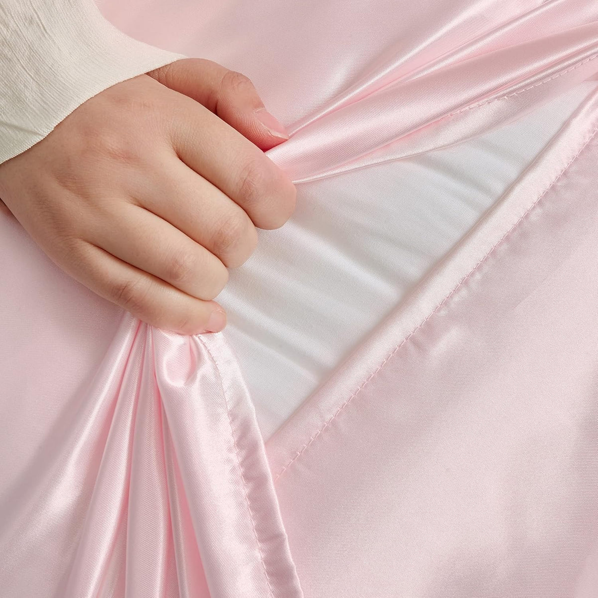 Blush Pink Satin Pillowcase Standard Set of 2 with Envelope Closure，Blush Pink Silk Pillowcase for Hair and Skin (20x26)
