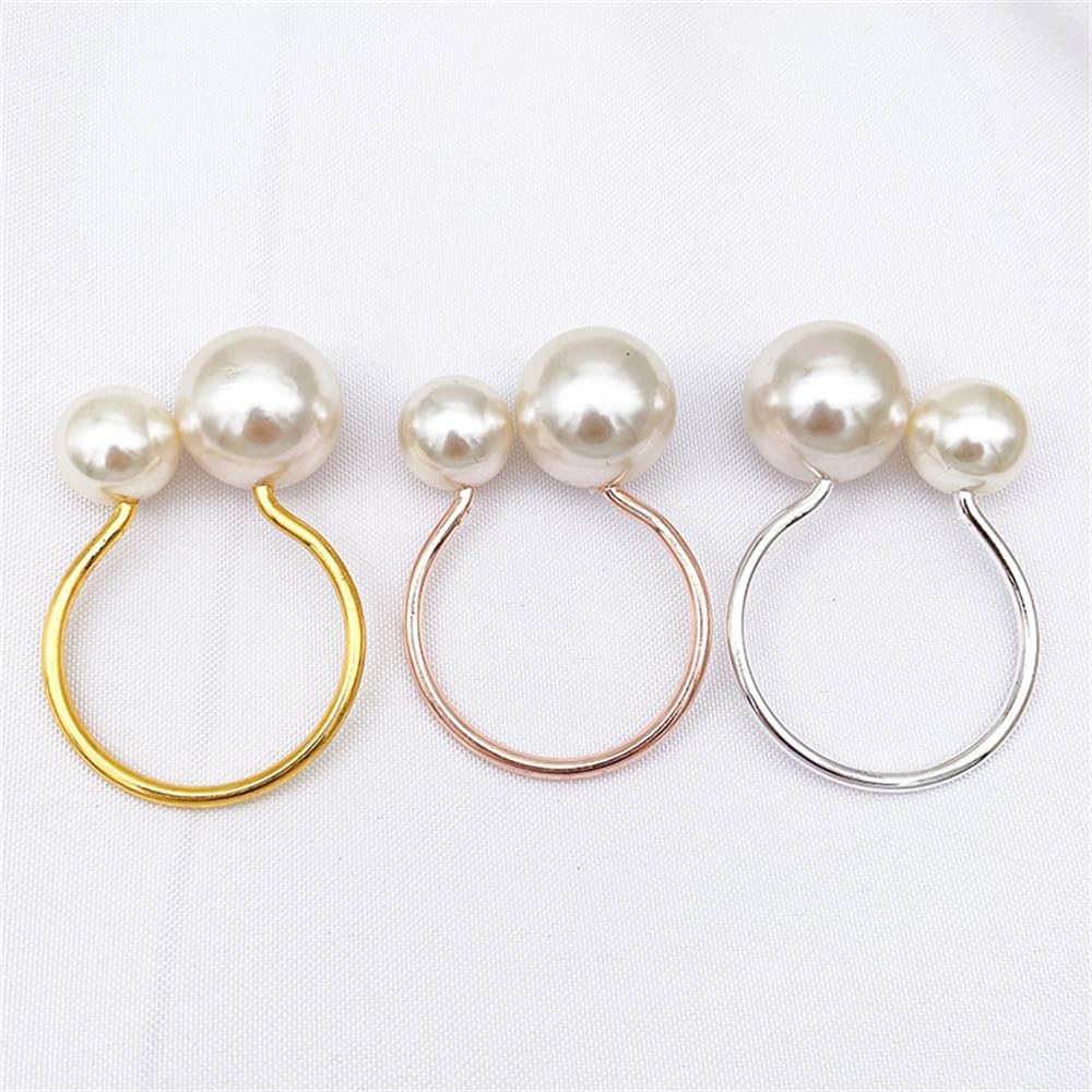 Pearl Napkin Rings Set of 6, Napkin Holder Dinning Table Setting Rustic Dinner Tables Decoration for Wedding Receptions, Valentines Day Party Dinner Parties (Round-Rose Gold)