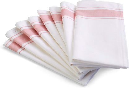 Bistro Stripe Napkins, 100% Cotton 20-Inch by 20-Inch Napkin, Pink Or Blue Stripe Cloth Napkin, (Pink, 8)