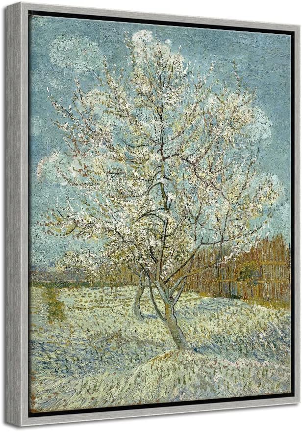 Framed Art The Pink Peach Tree Canvas Prints Wall Art by Van Gogh Famous Oil Paintings Reproduction Landscapes Modern Gallery Wrapped Artwork for Bedroom Bathroom Home Decoration