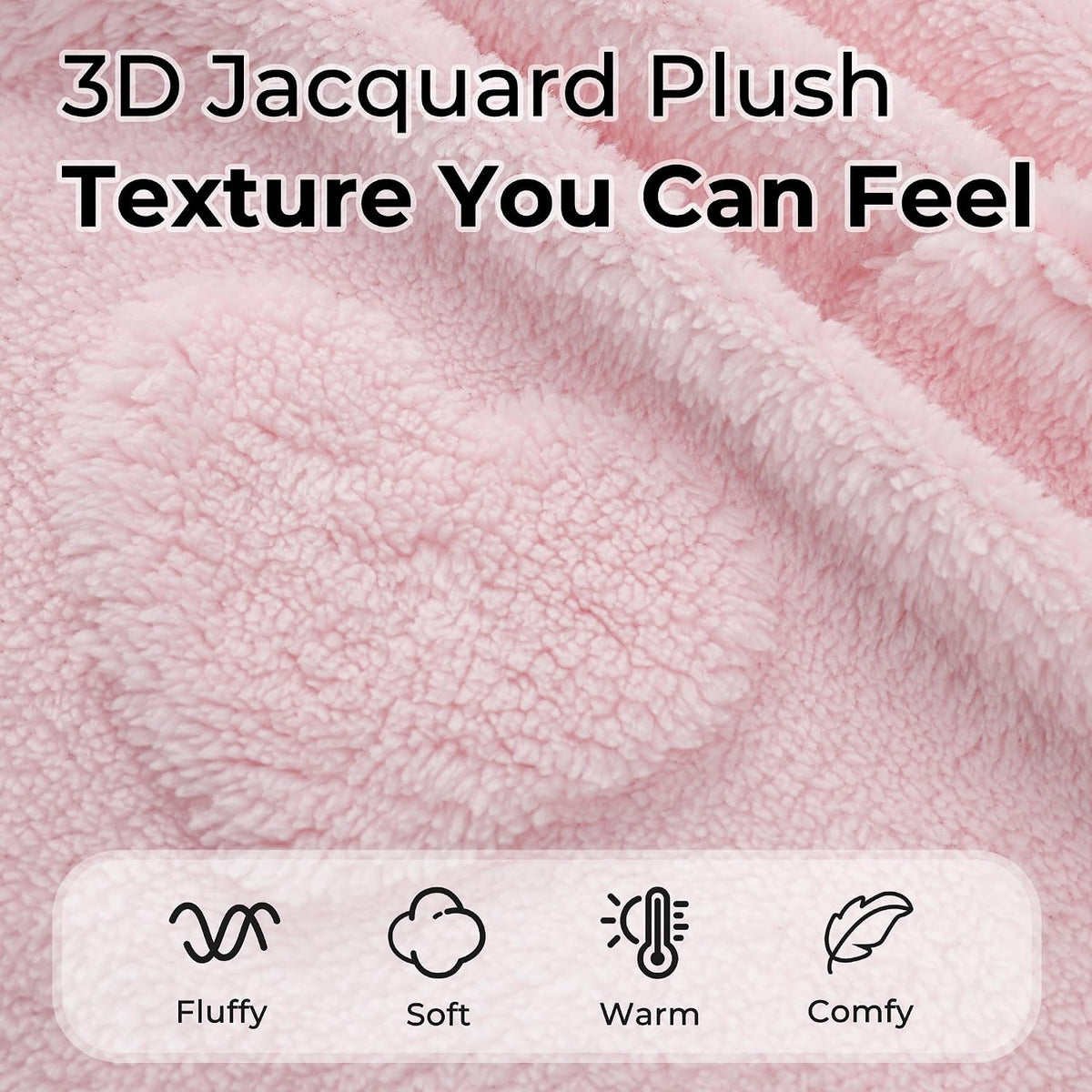 Womens Hooded Fuzzy Robe, Soft Plush Heart Jacquard Bathrobe, Long Cozy Fluffy Robe with Pockets