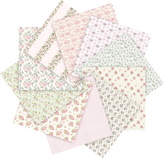 10 Pcs Pink Floral Cottagecore Fabric Squares 20 x 20 Inch