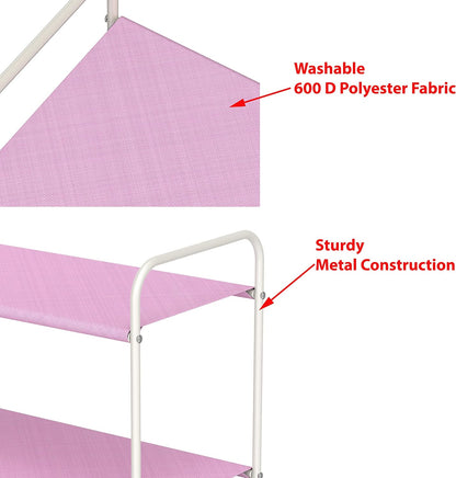 3-Tier Closet Storage with 2 Drawers, Pink
