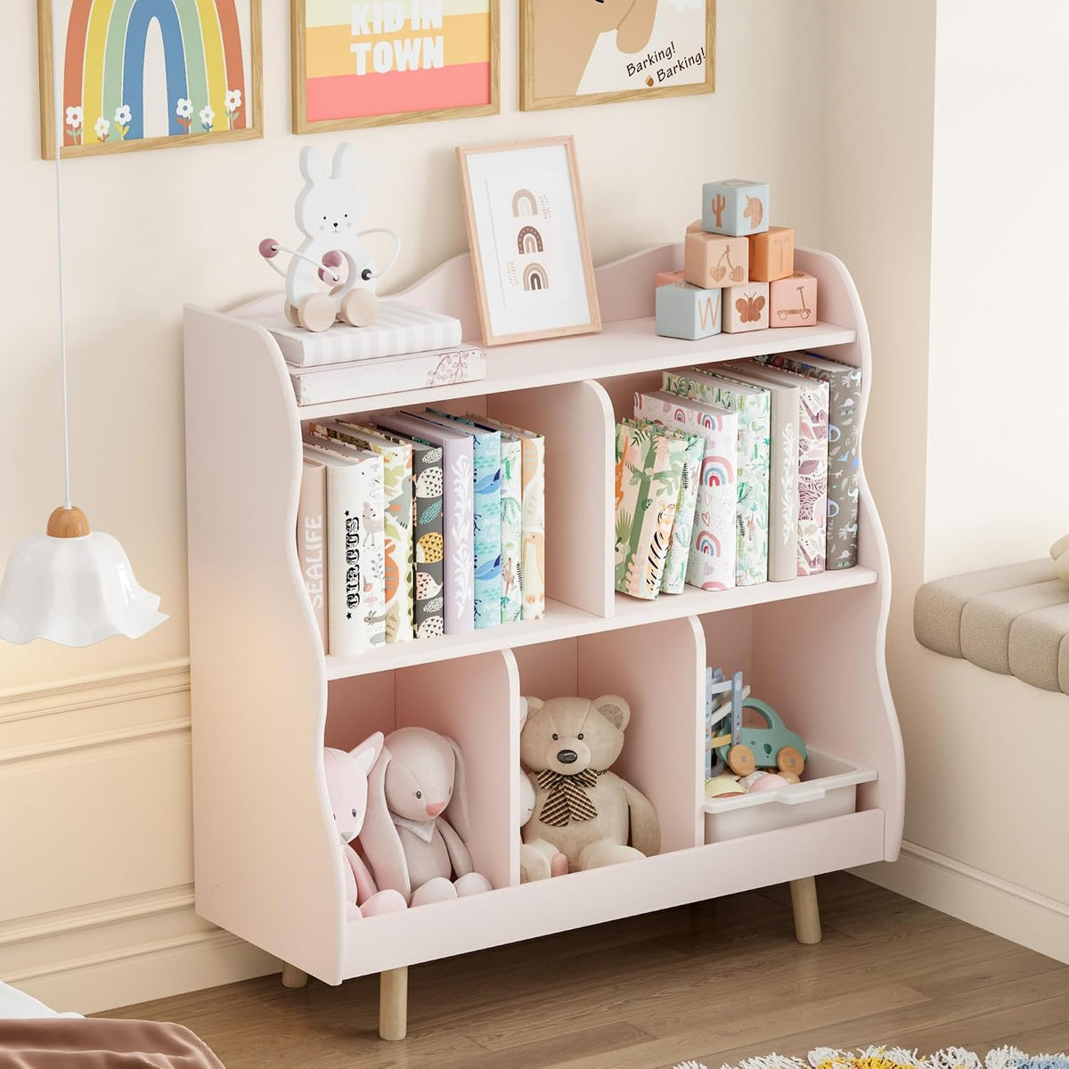 Kids Bookshelf and Toy Storage Orangizer, 3-Tier, Curve