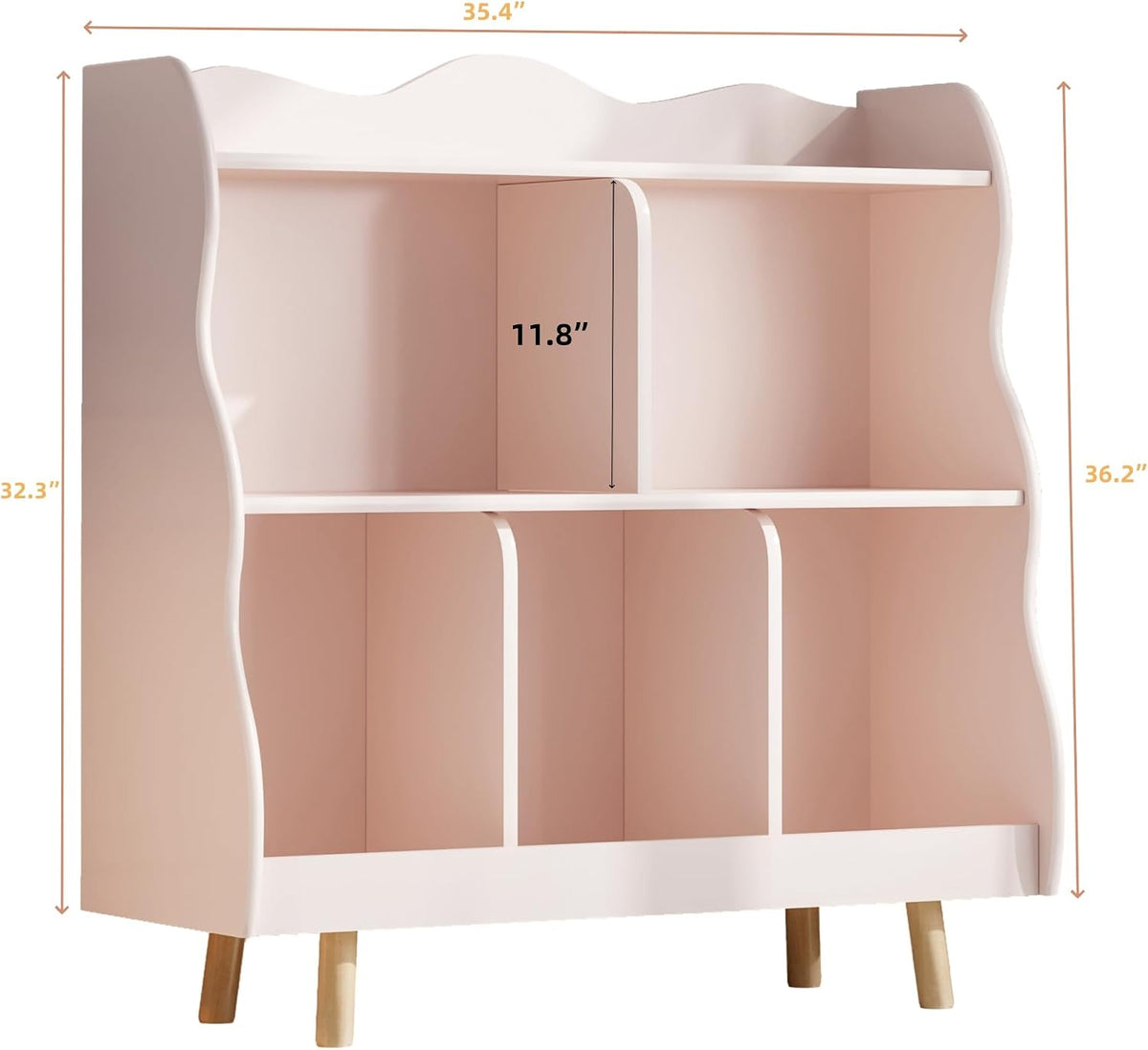 Kids Bookshelf and Toy Storage Orangizer, 3-Tier, Curve