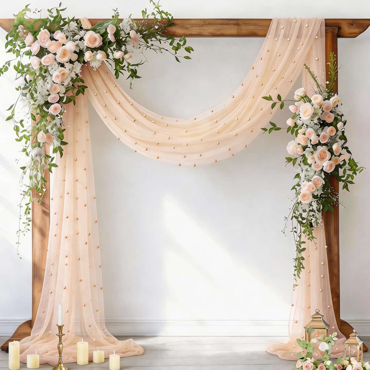 Pearl Table Runner Gauze Sheer 19FT Wedding Draping Fabric Decor