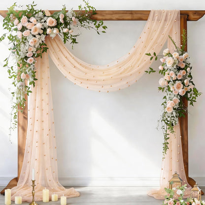 Pearl Table Runner Gauze Sheer 19FT Wedding Draping Fabric Decor