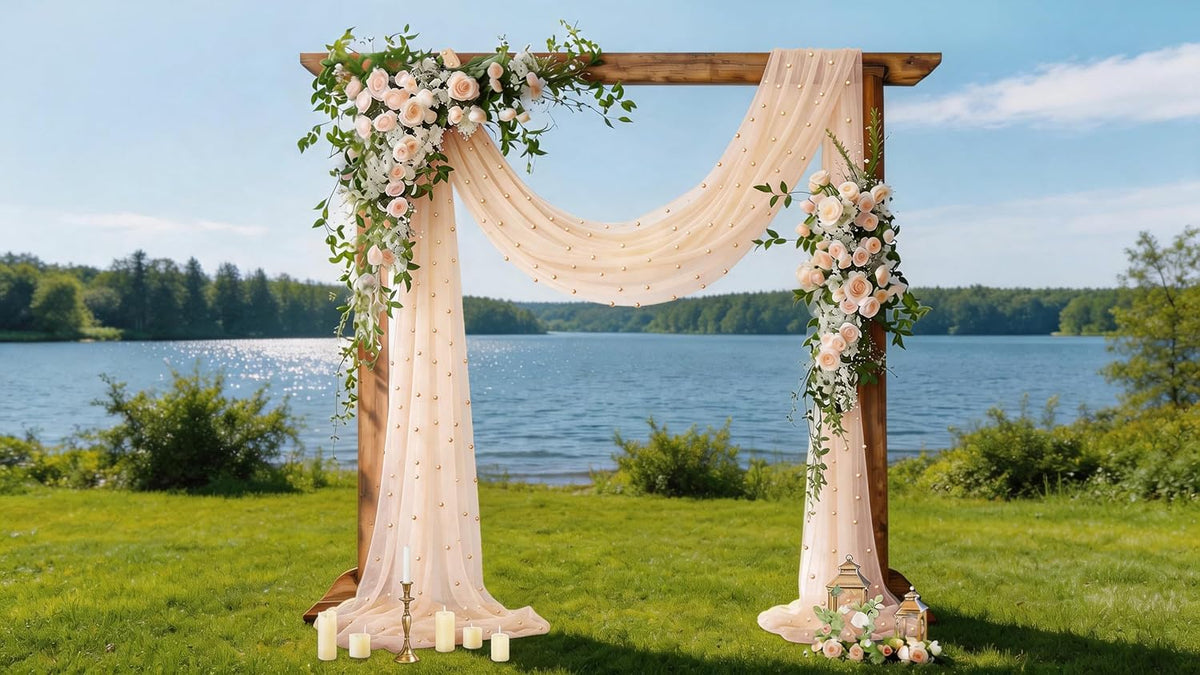 Pearl Table Runner Gauze Sheer 19FT Wedding Draping Fabric Decor