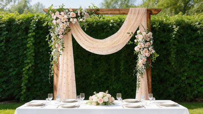 Pearl Table Runner Gauze Sheer 19FT Wedding Draping Fabric Decor
