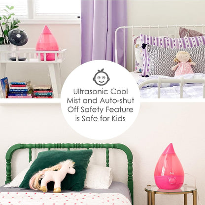 Ultrasonic Humidifiers for Bedroom and Office, 1 Gallon Cool Mist Air Humidifier for Large Room and Home, Humidifier Filters Optional, Pink