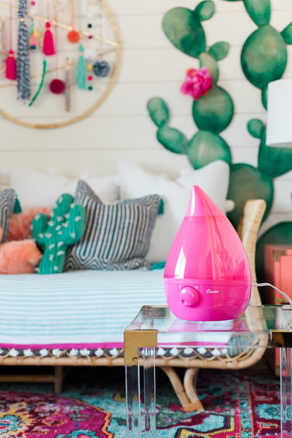Ultrasonic Humidifiers for Bedroom and Office, 1 Gallon Cool Mist Air Humidifier for Large Room and Home, Humidifier Filters Optional, Pink