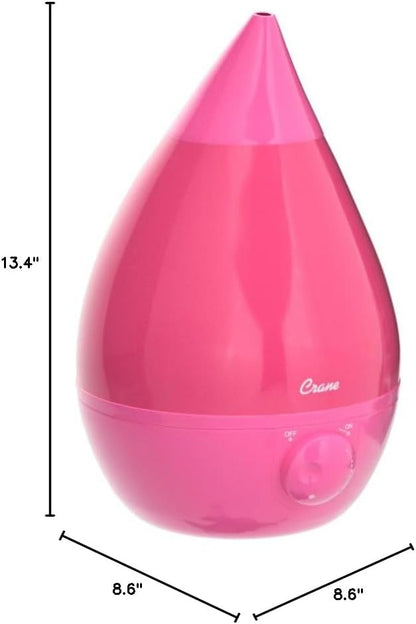 Ultrasonic Humidifiers for Bedroom and Office, 1 Gallon Cool Mist Air Humidifier for Large Room and Home, Humidifier Filters Optional, Pink