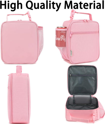 Lunch Box for Kids Boys Girls Men Women, Insulated Small Soft Cooler Lunch Bag Kit for School Work Picnic Travel - Reusable Portable lunchbox, Pink
