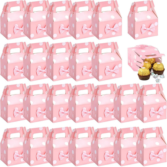 30PCS Party Favor Boxes, 2.8 × 2 × 4 inches Little Polka Dot Favor Boxes Small Pink Candy bags for Kids Candy Birthday Party