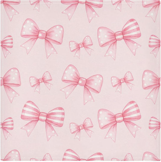 Kigai Pink Striped Bows Cloth Napkins Set of 6 Washable Reusable Polyester Table Napkins for Home Holiday Party Wedding Decoration 20 x 20 Inches