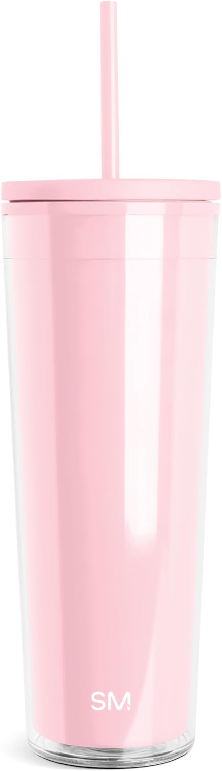 Plastic Tumbler with Straw | 24oz | Pink