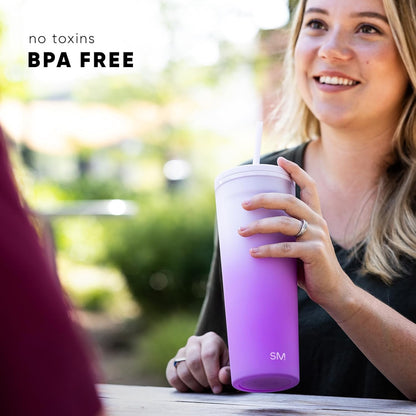 Plastic Tumbler with Straw | 24oz | Pink