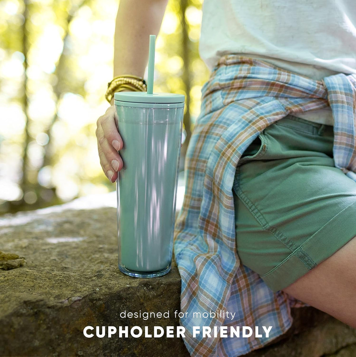 Plastic Tumbler with Straw | 24oz | Pink